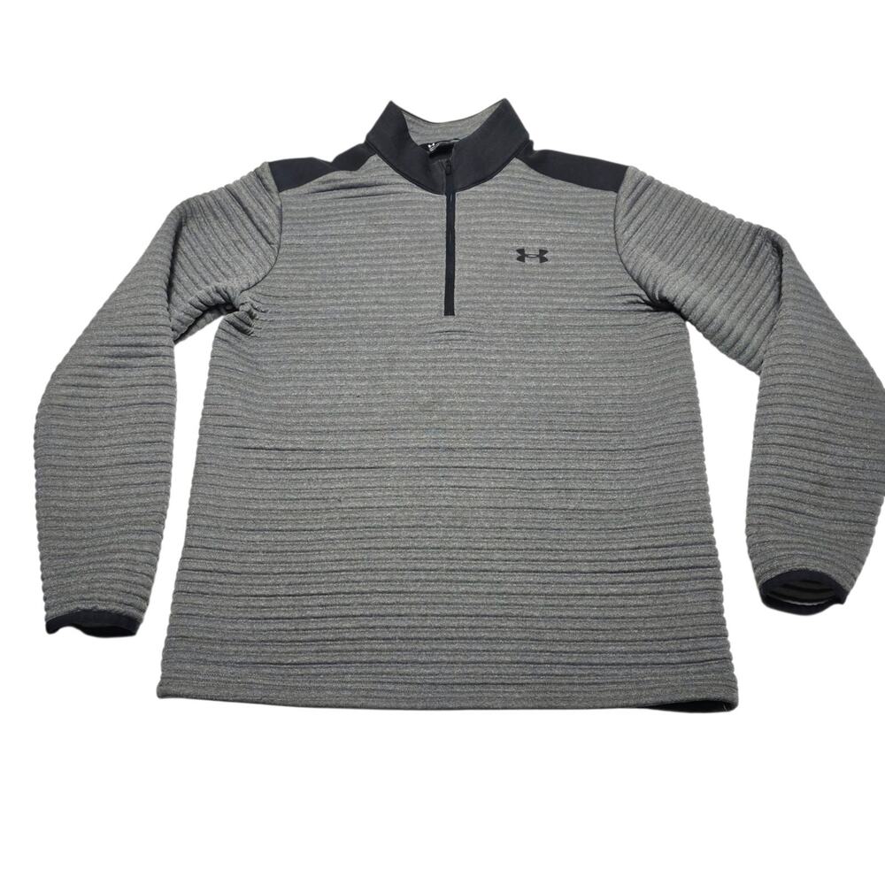 Under Armour Jacket Gray ColdGear Loose Fit Size Small 1/4 Zip Ribbed Gray